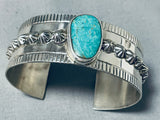 Outstanding Vintage Native American Navajo Kingman Turquoise Sterling Silver Bracelet-Nativo Arts