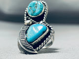 Outstanding Vintage Native American Navajo Morenci Blue Diamond Turquoise Sterling Silver Ring-Nativo Arts