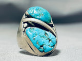 Outstanding Vintage Native American Navajo Morenci Turquoise Sterling Silver Ring-Nativo Arts