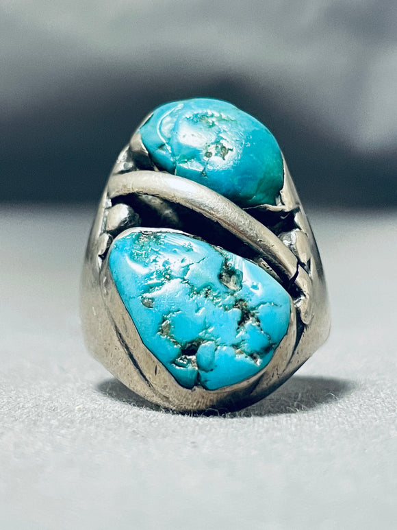 Outstanding Vintage Native American Navajo Morenci Turquoise Sterling Silver Ring-Nativo Arts