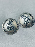 Outstanding Vintage Native American Navajo Sterling Silver Kokopelli Earrings-Nativo Arts