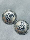 Outstanding Vintage Native American Navajo Sterling Silver Kokopelli Earrings-Nativo Arts