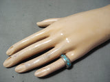 Outstanding Vintage Navajo Native American Turquoise Inlay Sterling Silver Ring-Nativo Arts