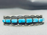 Outstanding Vintage Signed Native American Navajo Morenci Turquoise Sterling Silver Bracelet-Nativo Arts