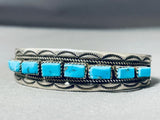Outstanding Vintage Signed Native American Navajo Morenci Turquoise Sterling Silver Bracelet-Nativo Arts