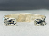Outstanding Vintage Signed Native American Navajo Morenci Turquoise Sterling Silver Bracelet-Nativo Arts
