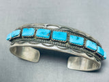 Outstanding Vintage Signed Native American Navajo Morenci Turquoise Sterling Silver Bracelet-Nativo Arts