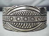 Over 100 Grams Vintage Native American Navajo Yazzie Hand Tooled Sterling Silver Bracelet-Nativo Arts