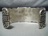 Over 100 Grams Vintage Native American Navajo Yazzie Hand Tooled Sterling Silver Bracelet-Nativo Arts