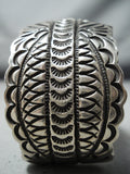 Over 100 Grams Vintage Native American Navajo Yazzie Hand Tooled Sterling Silver Bracelet-Nativo Arts