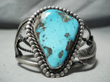 Pear Shaped Morenci Turquoise Vintage Native American Navajo Sterling Silver Bracelet-Nativo Arts