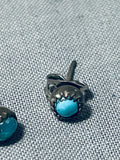 Petite Turquoise Vintage Native American Navajo Sterling Silver Cute Earrings-Nativo Arts