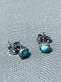 Petite Vintage Native American Navajo Turquoise Sterling Silver Earrings-Nativo Arts