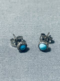 Petite Vintage Native American Navajo Turquoise Sterling Silver Earrings-Nativo Arts