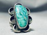 Phenomenal Vintage Native American Navajo Green Turquoise Sterling Silver Ring-Nativo Arts