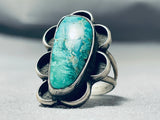 Phenomenal Vintage Native American Navajo Green Turquoise Sterling Silver Ring-Nativo Arts