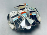 Powerful Bird Thunderbird Vintage Native American Zuni Turquoise Sterling Silver Bracelet-Nativo Arts