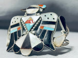 Powerful Bird Thunderbird Vintage Native American Zuni Turquoise Sterling Silver Bracelet-Nativo Arts