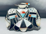 Powerful Bird Thunderbird Vintage Native American Zuni Turquoise Sterling Silver Bracelet-Nativo Arts