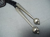 Powerful Eagle Signed Vintage Native American Navajo Sterling Silver Bolo Tie-Nativo Arts