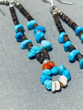 Pretty Naja Necklace Native American Navajo Turquoise Sterling Silver Earrings-Nativo Arts