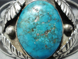 Quadruple Leaf Vintage Native American Navajo Blue Diamond Turquoise Sterling Silver Bracelet-Nativo Arts