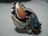 Quality Vintage Bisbee Turquoise Native American Jewelry Navajo Sterling Silver Ring Old-Nativo Arts