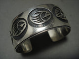 Quality Vintage Hopi 'Micro Chisel' Thick Native American Jewelry Silver Bracelet Old Jewelry-Nativo Arts