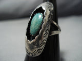 Quality Vintage Native American Jewelry Navajo Green Turquoise Sterling Silver Ring Old-Nativo Arts