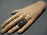 Quality Vintage Native American Jewelry Navajo Green Turquoise Sterling Silver Ring Old-Nativo Arts