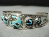 Quality Vintage Native American Navajo Bisbee Turquoise Sterling Silver Bracelet-Nativo Arts