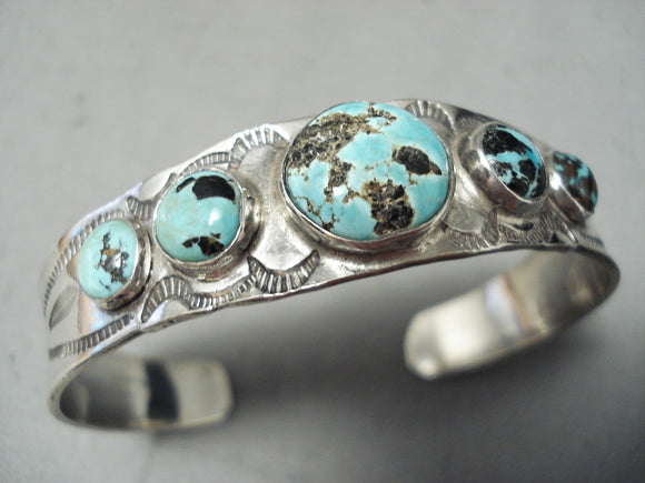 Quality Vintage Native American Navajo Bisbee Turquoise Sterling Silver Bracelet-Nativo Arts