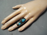 Quality Vintage Native American Navajo Blue Diamond Turquoise Sterling Silver Ring Old-Nativo Arts