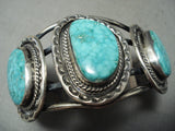 Quality Vintage Native American Navajo Carico Lake Turquoise Sterling Silver Bracelet Old-Nativo Arts