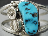 Quality Vintage Native American Navajo Natural Turquoise Sterling Silver Bracelet Old-Nativo Arts