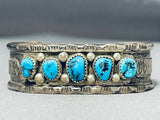 Ramone Platero Vintage Native American Navajo Turquoise Sterling Silver Bracelet-Nativo Arts