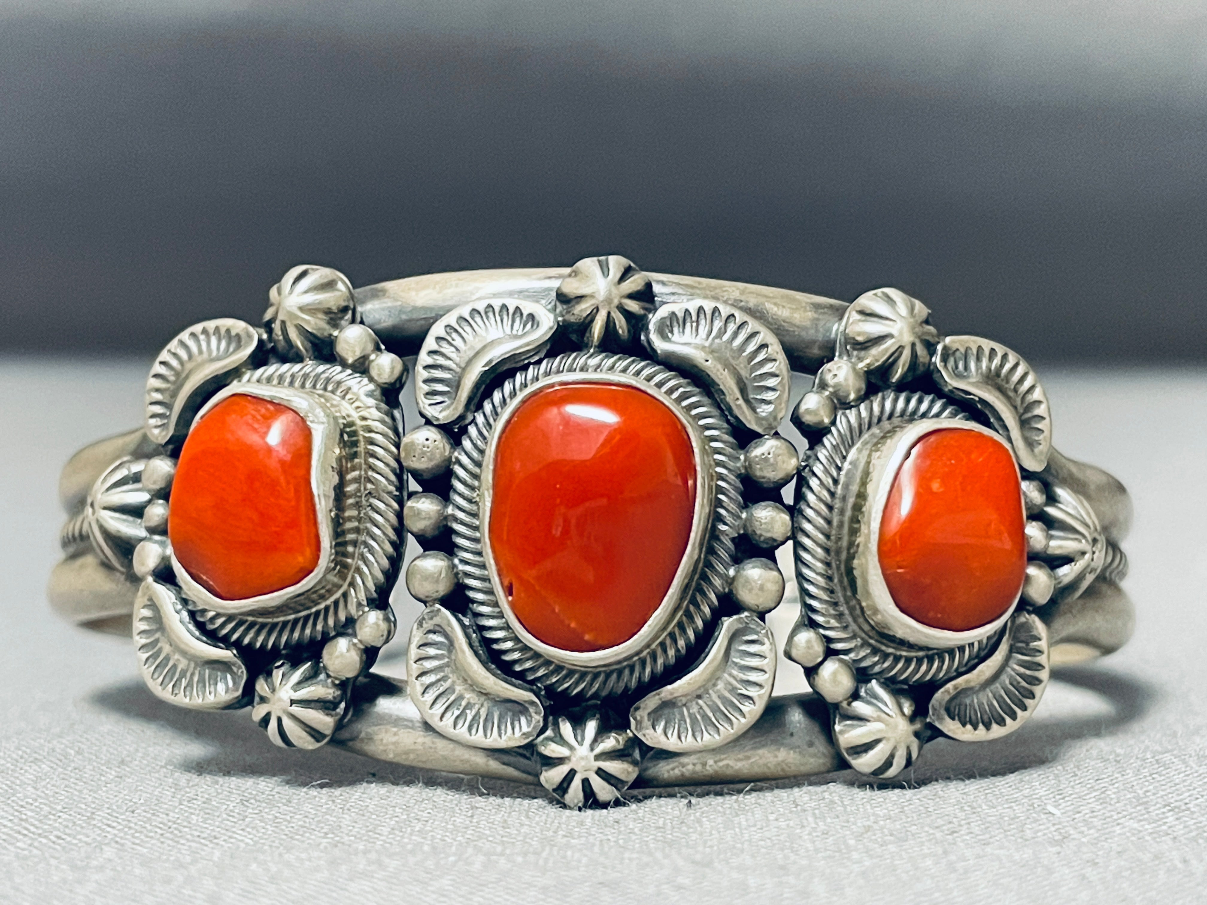 Randy Boyd Vintage Native American Navajo Chunky Coral Sterling