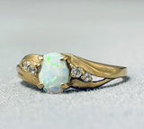 Rare 10k Gold Opal Diamond Vintage Native American Navajo Ring-Nativo Arts