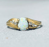 Rare 10k Gold Opal Diamond Vintage Native American Navajo Ring-Nativo Arts