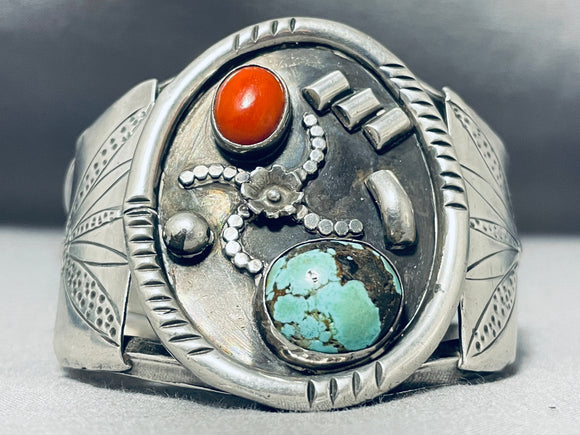 Rare Adakai Family Vintage Native American Navajo Green Turquoise Sterling Silver Bracelet-Nativo Arts