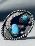 Rare Bisbee Turquoise Vintage Native American Navajo Leaf Sterling Silver Ring-Nativo Arts