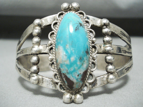 Rare Bisbee Turquoise Vintage Native American Navajo Sterling Silver Bracelet-Nativo Arts