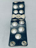 Rare Coin Vintage Native American Navajo Sterling Silver Leather Bowguard-Nativo Arts