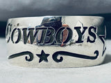 Rare Cowyboys Vintage Native American Navajo Signed Sterling Silver Bracelet-Nativo Arts