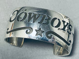 Rare Cowyboys Vintage Native American Navajo Signed Sterling Silver Bracelet-Nativo Arts
