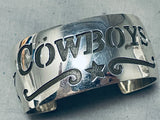 Rare Cowyboys Vintage Native American Navajo Signed Sterling Silver Bracelet-Nativo Arts