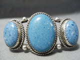 Rare Domed Lapis Vintage Native American Navajo Sterling Silver Bracelet Cuff-Nativo Arts