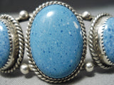 Rare Domed Lapis Vintage Native American Navajo Sterling Silver Bracelet Cuff-Nativo Arts