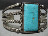 Rare Double Coil Vintage Native American Navajo Pilot Mntn Turquoise Sterling Silver Bracelet-Nativo Arts