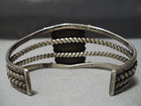 Rare Double Coil Vintage Native American Navajo Pilot Mntn Turquoise Sterling Silver Bracelet-Nativo Arts